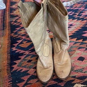 Frye Billy Boots; tall, cream color, leather.  Women’s size 8.
